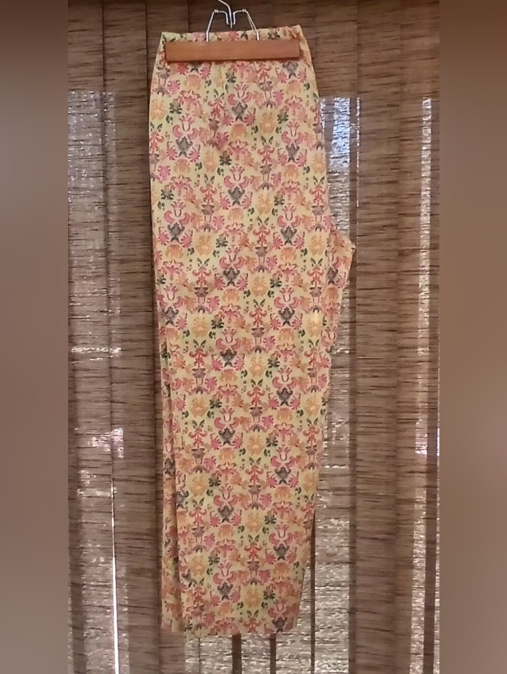 Y2K Sigrid Olsen Pastel Yellow Floral Straight-Leg Pants